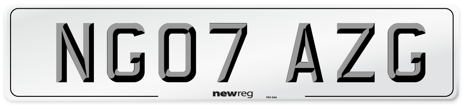 NG07 AZG Number Plate from New Reg